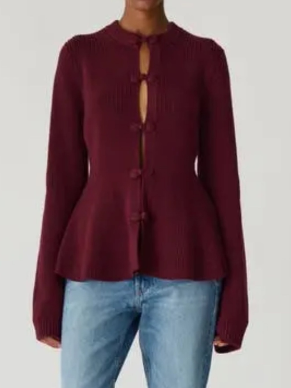 Rebecca Taylor Plum Knit Peplum Cardi in Small